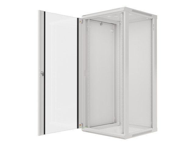 LANBERG RACKOVÁ SKRIŇA 19" NÁSTENNÁ 27U/ 600X600 (FLAT PACK) S PRESKLENÝMI DVERAMI ŠEDÁ V2 