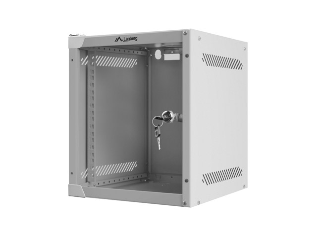 LANBERG RACKOVÁ SKRIŇA 10" NÁSTENNÁ 6U/ 280X310 (FLAT PACK) S PRESKLENÝMI DVERMI ŠEDÁ 
