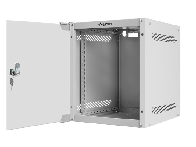LANBERG RACKOVÁ SKRIŇA 10" NÁSTENNÁ 6U/ 280X310 (FLAT PACK) S PRESKLENÝMI DVERMI ŠEDÁ 