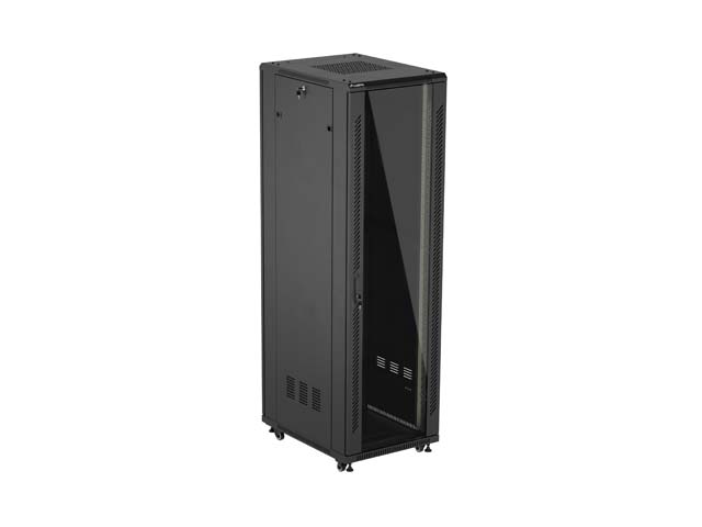 LANBERG 19" VOĽNE STOJÚCA RACKOVÁ SKRIŇA 42U/ 600X800 (FLAT PACK) S PRESKLENÝMI DVERAMI ČIERNA 