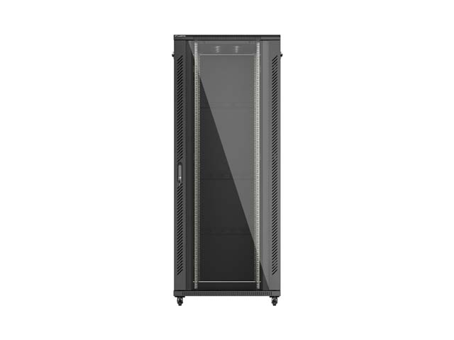 LANBERG 19" VOĽNE STOJÚCA RACKOVÁ SKRIŇA 42U/ 800X1000 (FLAT PACK) S PRESKLENÝMI DVERAMI ČIERNA 