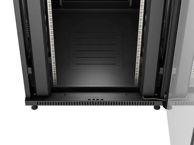 LANBERG 19" VOĽNE STOJÚCA RACKOVÁ SKRIŇA 42U/ 800X1000 (FLAT PACK) S PRESKLENÝMI DVERAMI ČIERNA 