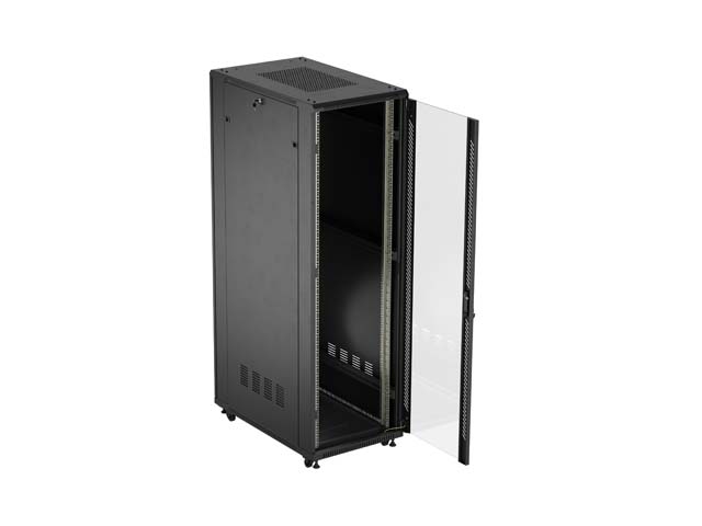 LANBERG INŠTALAČNÝ SKRIŇOVÝ ROZVADEČ 19" 42U 600X1000 ČIERNE SKLENENÉ DVERE (PLOCHÉ BALENIE) 
