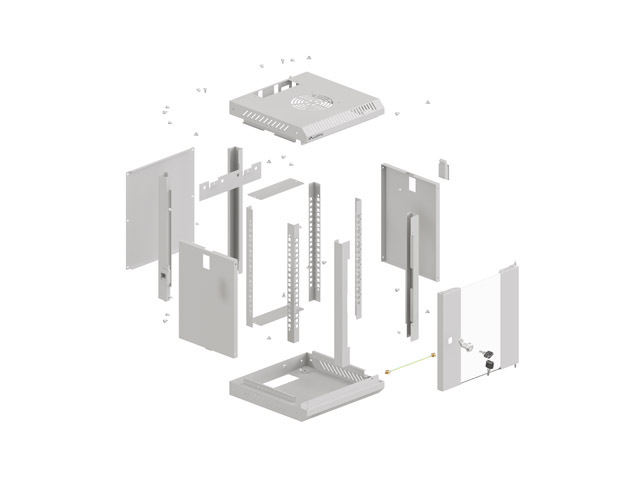 LANBERG RACKOVÁ SKRIŇA 10" NÁSTENNÁ 6U/ 300X300 (FLAT PACK) S PRESKLENÝMI DVERAMI ŠEDÁ 