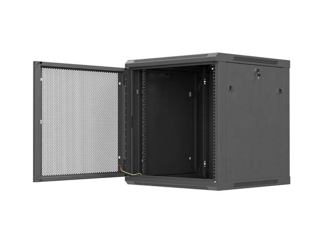 LANBERG NÁSTENNÁ INŠTALAČNÁ SKRIŇA 19" 12U 600X600 ČIERNE PERFOROVANÉ DVERE (PLOCHÉ BALENIE) 