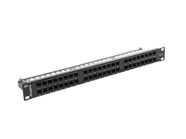 LANBERG PATCH PANEL 48 PORTOV 1U 19" CAT.6 UTP ČIERNY 