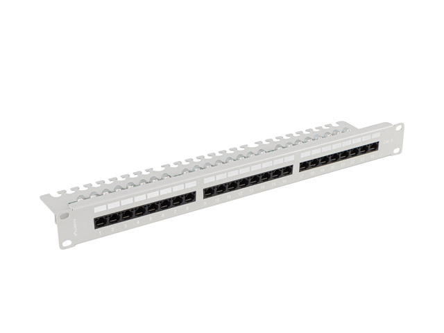 LANBERG PATCH PANEL 24 PORTOV 1U 19" CAT.6 UTP S POLICIOU ŠEDÝ 