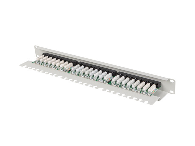 LANBERG PATCH PANEL 24 PORTOV 1U 19" CAT.6 UTP S POLICIOU ŠEDÝ 