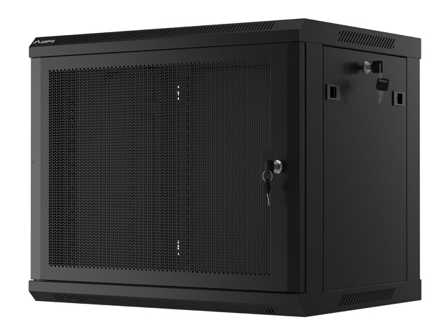 LANBERG 19" RACKOVÁ SKRIŇA PRO MONTÁŽ NA STENU 9U/ 600X450 S PERFOROVANÝMI DVERMI ČIERNA 