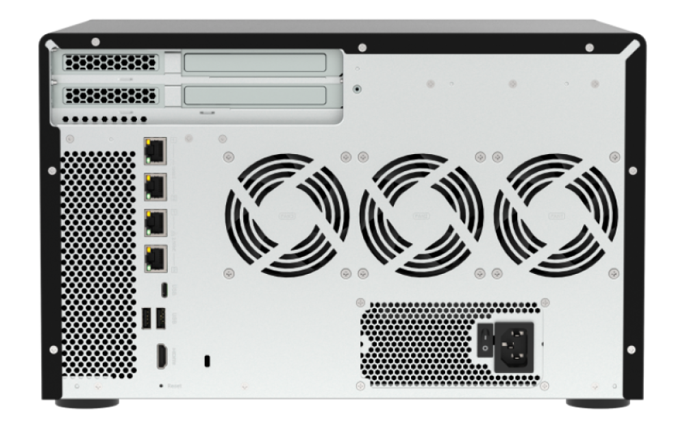 QNAP TVS-h1277AX-R5-16G (AMD Ryzen 5, 16GB DDR5 RAM, 8x 3, 5" + 4x 2, 5", 3x PCIe, 2x 2, 5GbE, 2x 10GbE) 