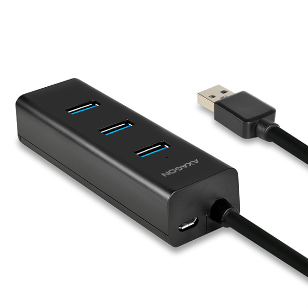 AXAGON HUE-S2BL, 4x USB 3.0 CHARGING hub, micro USB napr. konektor, kábel USB-A 1.2m 