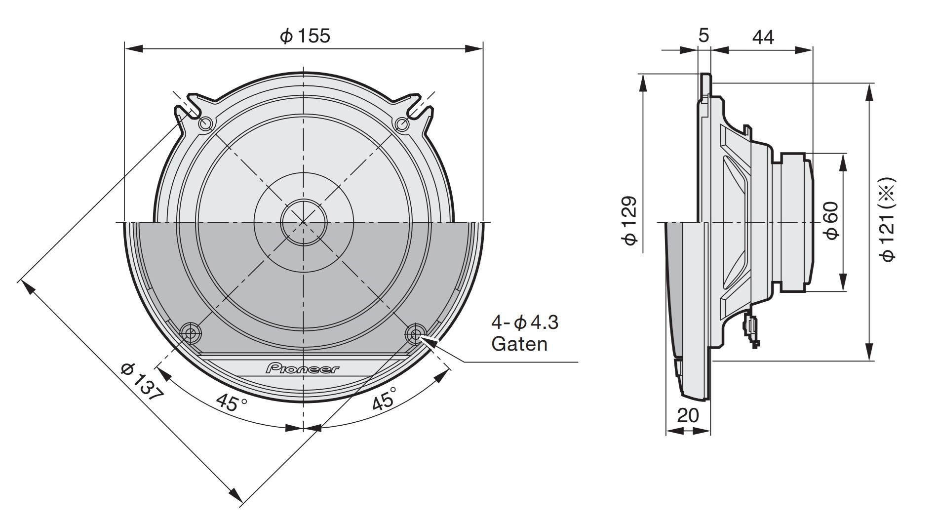 Pioneer TS-G1310F 37 cm jednopásmové reproduktory 