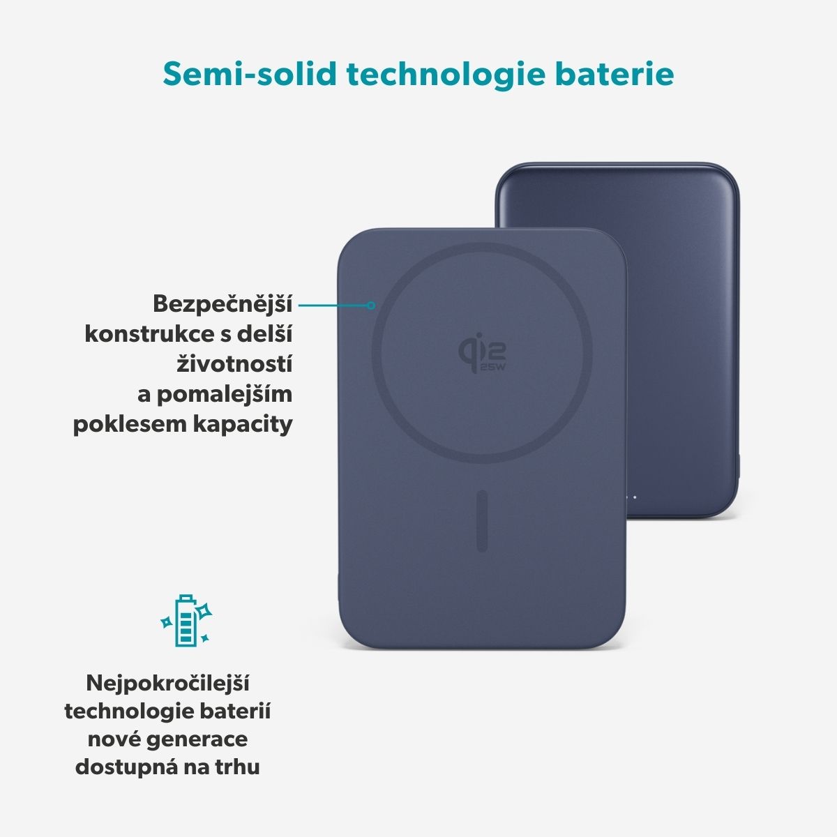 Epico Qi2 25W 5000mAh Mag+ powerbanka EM55 - modrá 