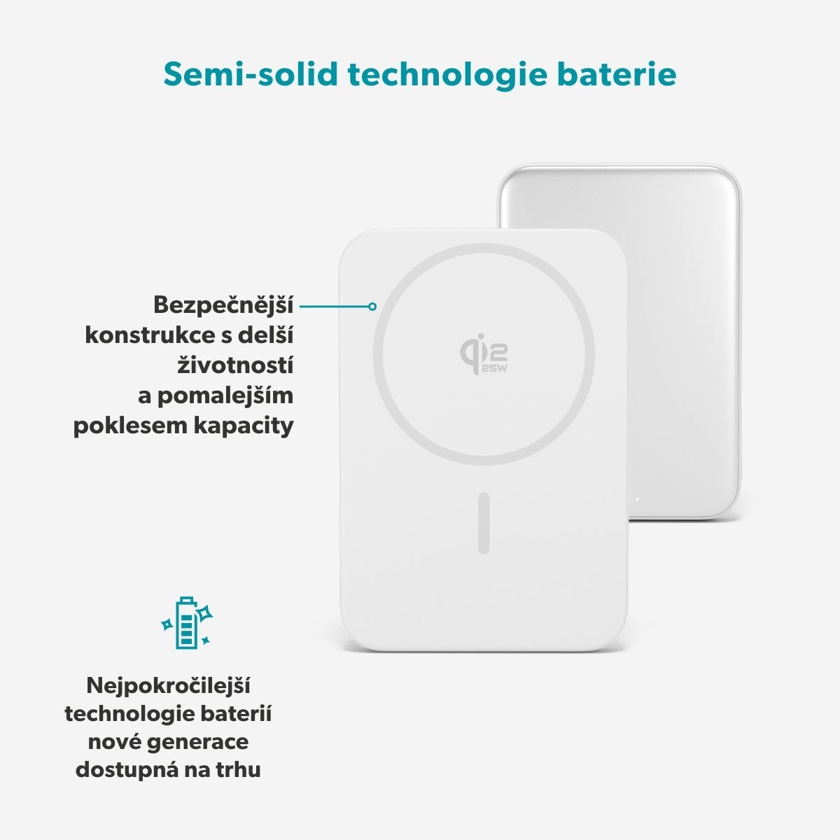 Epico Qi2 25W 5000mAh Mag+ powerbanka EM55 - strieborná 