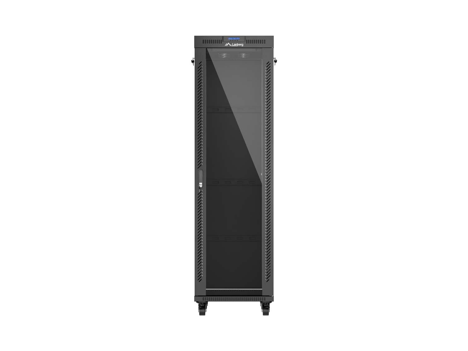 LANBERG 19" VOĽNE STOJÚCA RACKOVÁ SKRIŇA 42U/ 600X800 (FLAT PACK) S PRESKLENÝMI DVERAMI LCD ČIERNA 