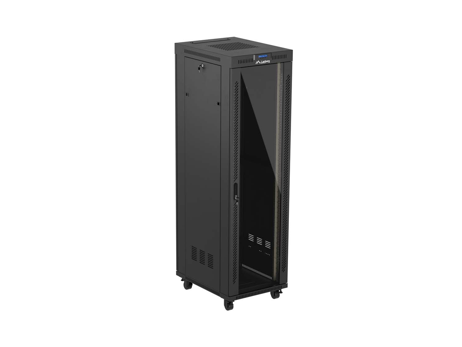 LANBERG 19" VOĽNE STOJÚCA RACKOVÁ SKRIŇA 42U/ 600X800 (FLAT PACK) S PRESKLENÝMI DVERAMI LCD ČIERNA 