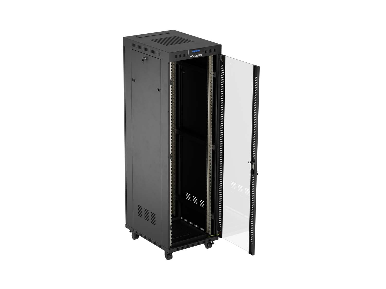 LANBERG 19" VOĽNE STOJÚCA RACKOVÁ SKRIŇA 42U/ 600X800 (FLAT PACK) S PRESKLENÝMI DVERAMI LCD ČIERNA 