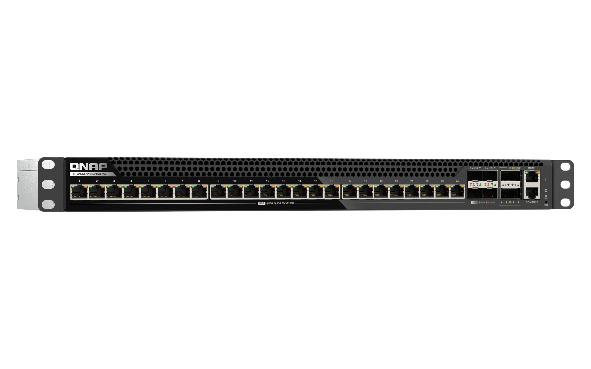 QNAP riadený switch QSW-M7230-2X4F24T (24x 10GbE port, 4x 25Gb port, 2x 100Gb port) 