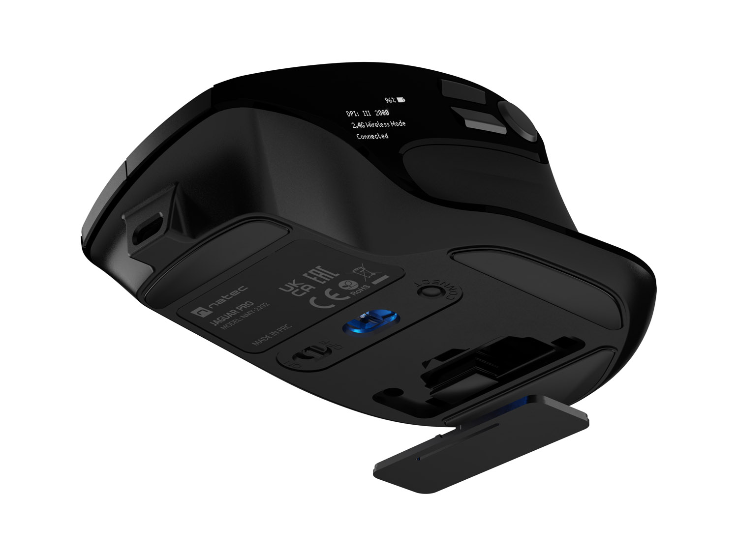Bezdrôtová myš Natec JAGUAR PRO/ Kancelárska/ Blue Sense/ Pre pravákov/ 4 000 DPI/ USB+BT/ Čierna 