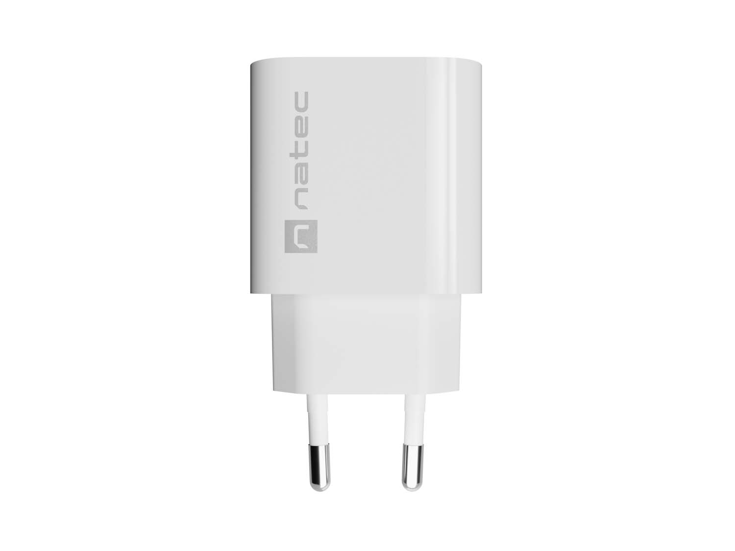 Univerzálna nabíjačka Natec RIBERA 20 W 1X USB-A + 1X USB-C, biela 