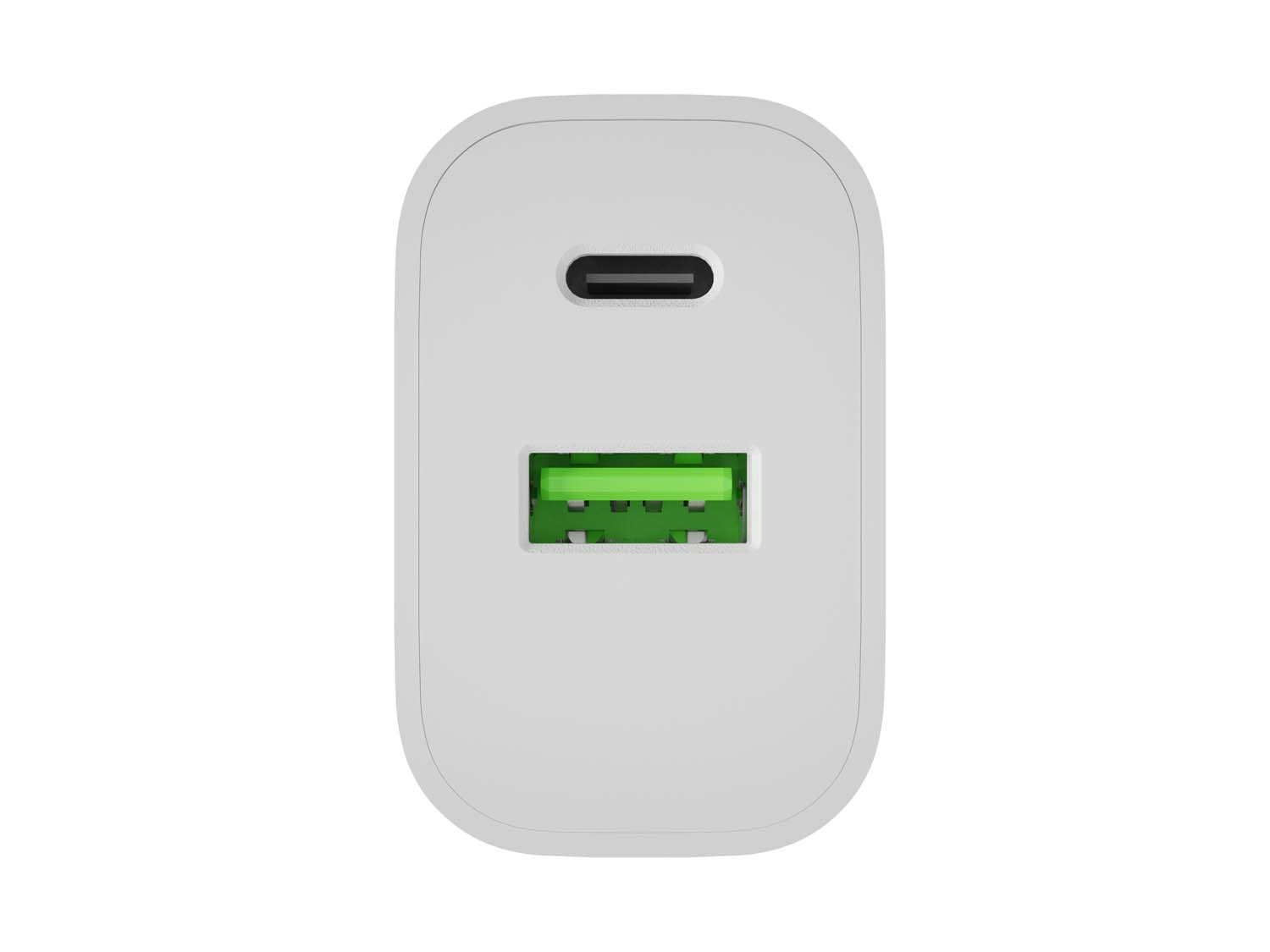 Univerzálna nabíjačka Natec RIBERA 20 W 1X USB-A + 1X USB-C, biela 