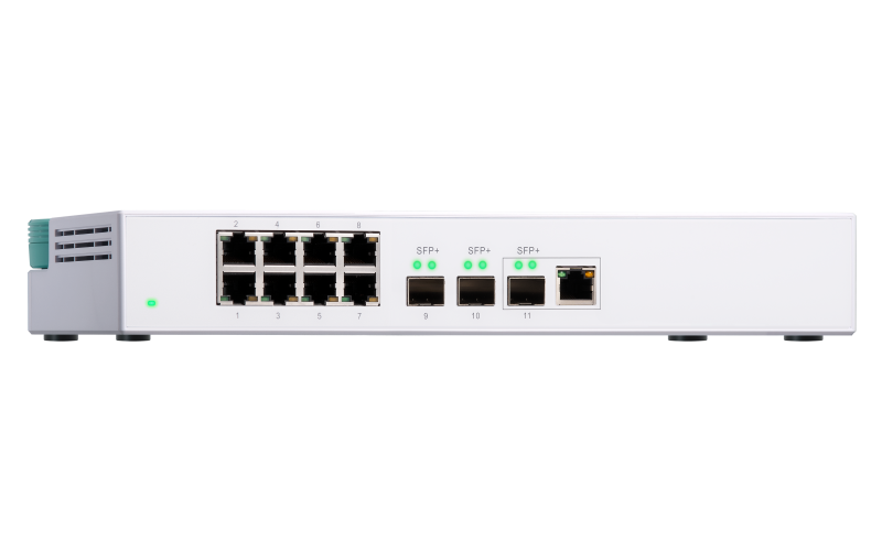 QNAP switch QSW-308-1C (8x Gigabit port + 3x 10G SFP+ port + 1x 10G RJ-45 kombo port) 