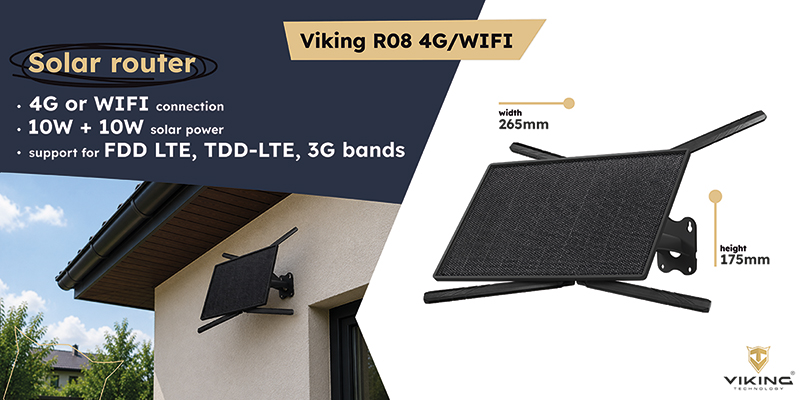 Solárny router Viking R08 4G/ WiFi/ solárne napájanie/ WiFi až pre 10 zariadení/ download - 15Mbps 