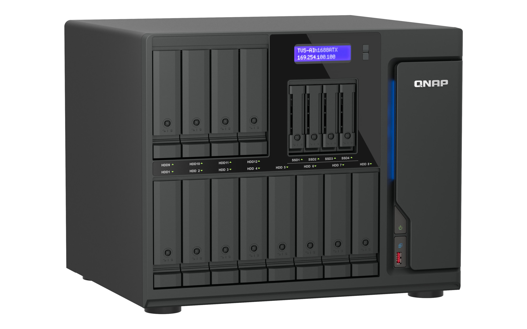 QNAP TVS-AIh1688ATX-U9-32G (Ultra 9, ZFS, 32GB DDR5 ECC RAM, 12x 3, 5" + 4x 2, 5", 2x 2, 5GbE, 2x 10GbE) 