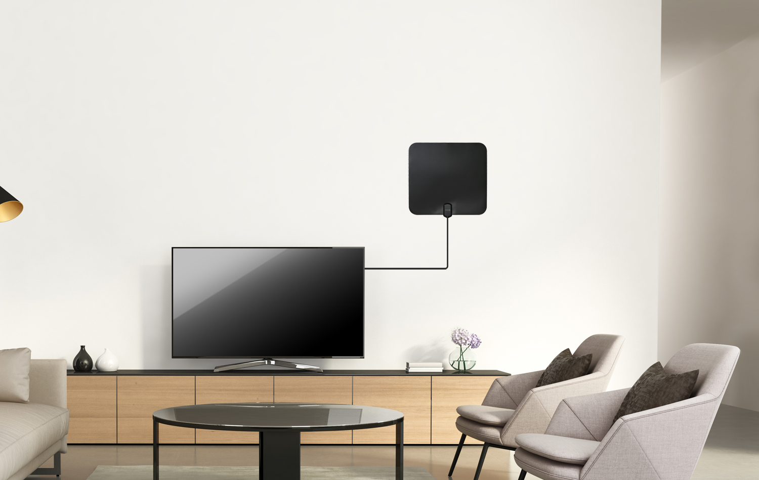 EVOLVEO Xany 2C LTE 230/ 5V, aktívna izbová anténa FM/ DAB+/ DVB-T/ T2, filter LTE 
