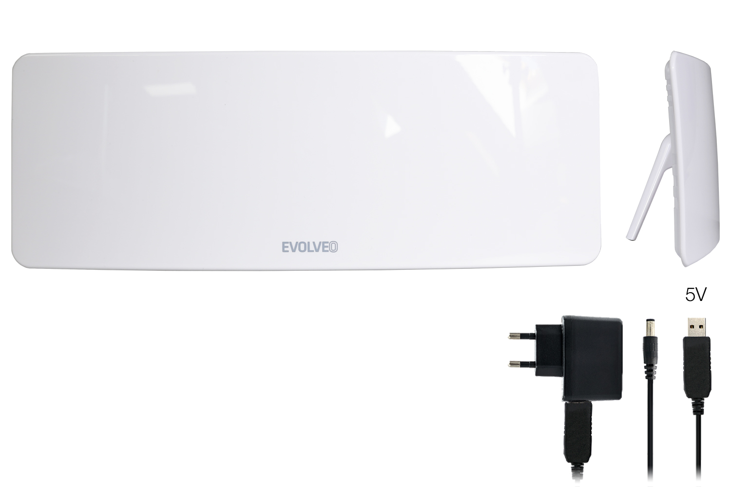 EVOLVEO Xany 1, 230/ 5V, aktívna izbová anténa DAB+/ DVB-T2, filter LTE, 4G, 5G