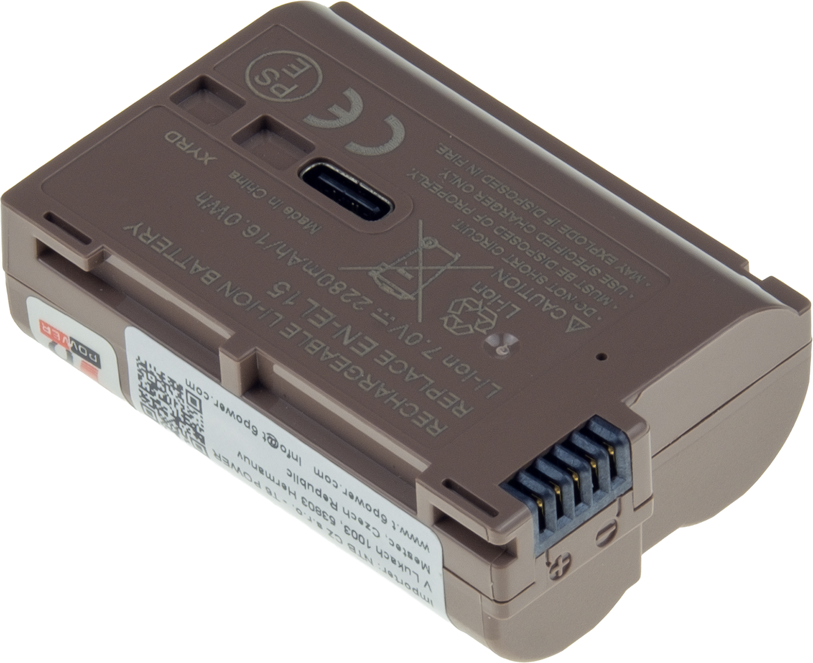 Batéria T6 Power pre Nikon EN-EL15, EN-EL15a, EN-EL15e, EN-EL15b, 2280mAh, 16Wh, USB-C 