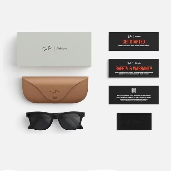 Meta Ray-Ban Gen2 Wayfarer, Shiny Black, Green transitions (Large) 