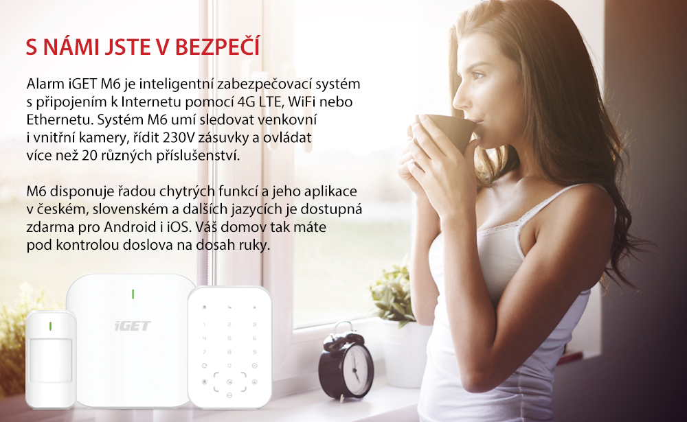 iGET SECURITY M6-4G Premium - Inteligentný zabezpečovací systém 4G/ WiFi/ LAN alarm, Android, iOS 