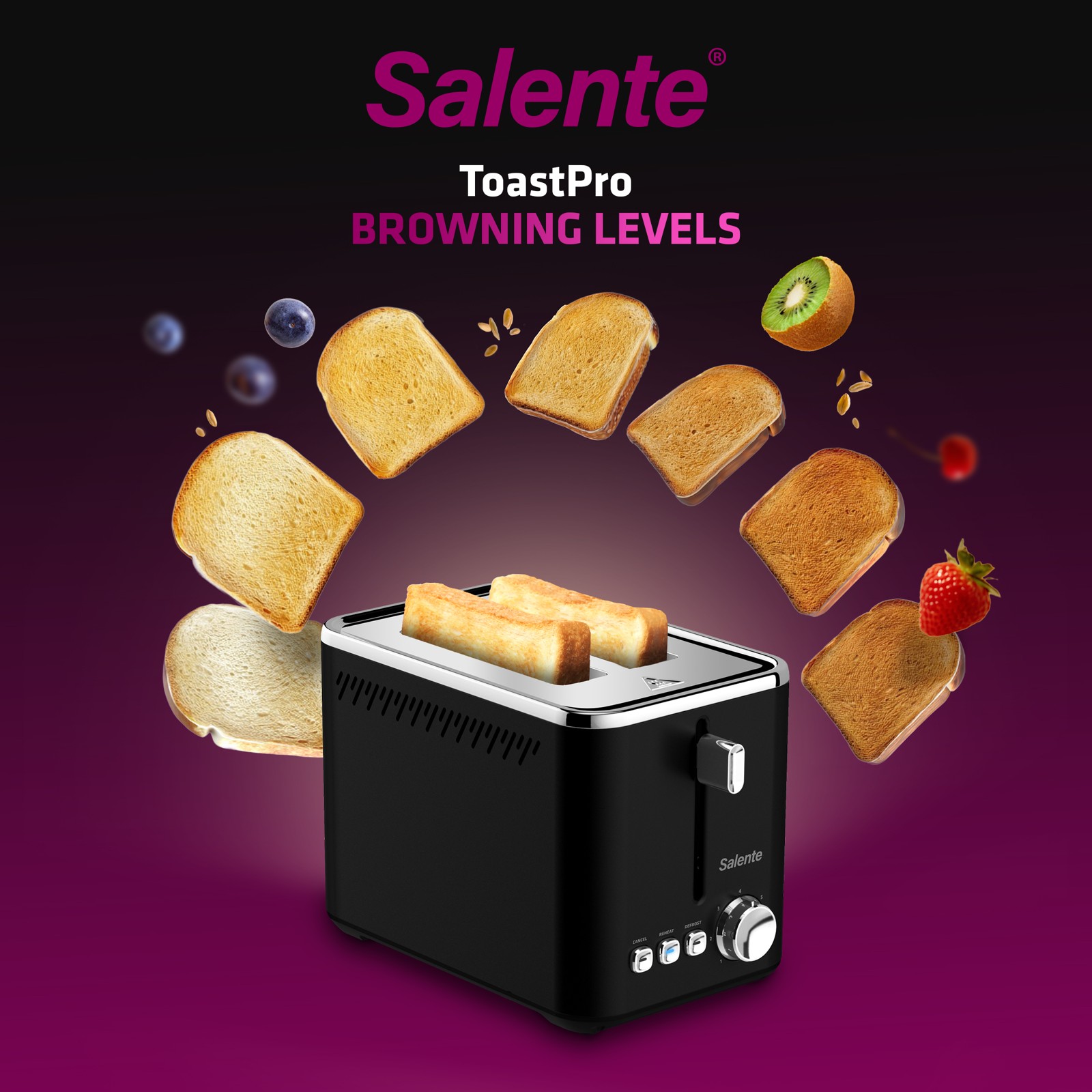 Salente ToastPro, hriankovač, nerez, čierny 