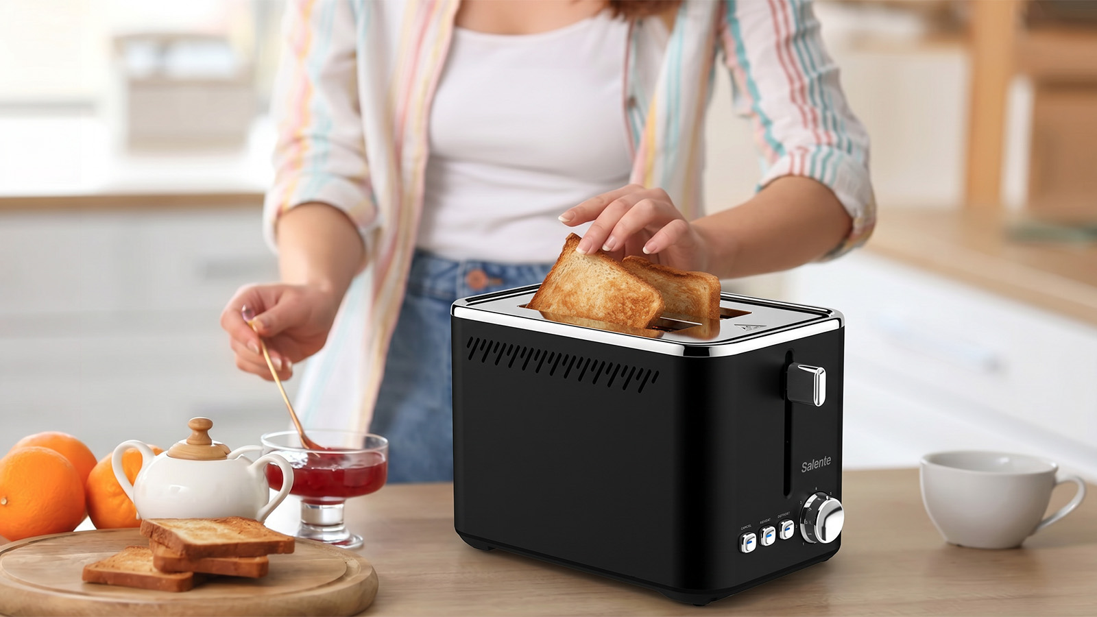 Salente ToastPro, hriankovač, nerez, čierny 