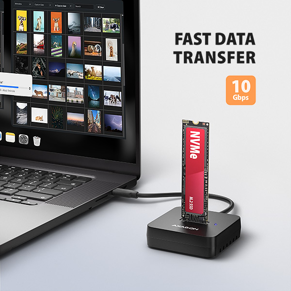 AXAGON ADSA-M2C11L, USB-C 10Gbps dokovacia stanica pre 1× M.2 NVMe SSD 