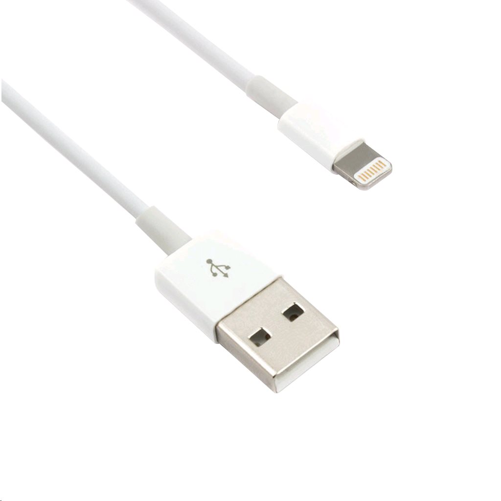 Kabel C-TECH USB 2.0 Lightning (IP5 a vyšší) nabíjecí a synchronizační kabel, 2m, bílý