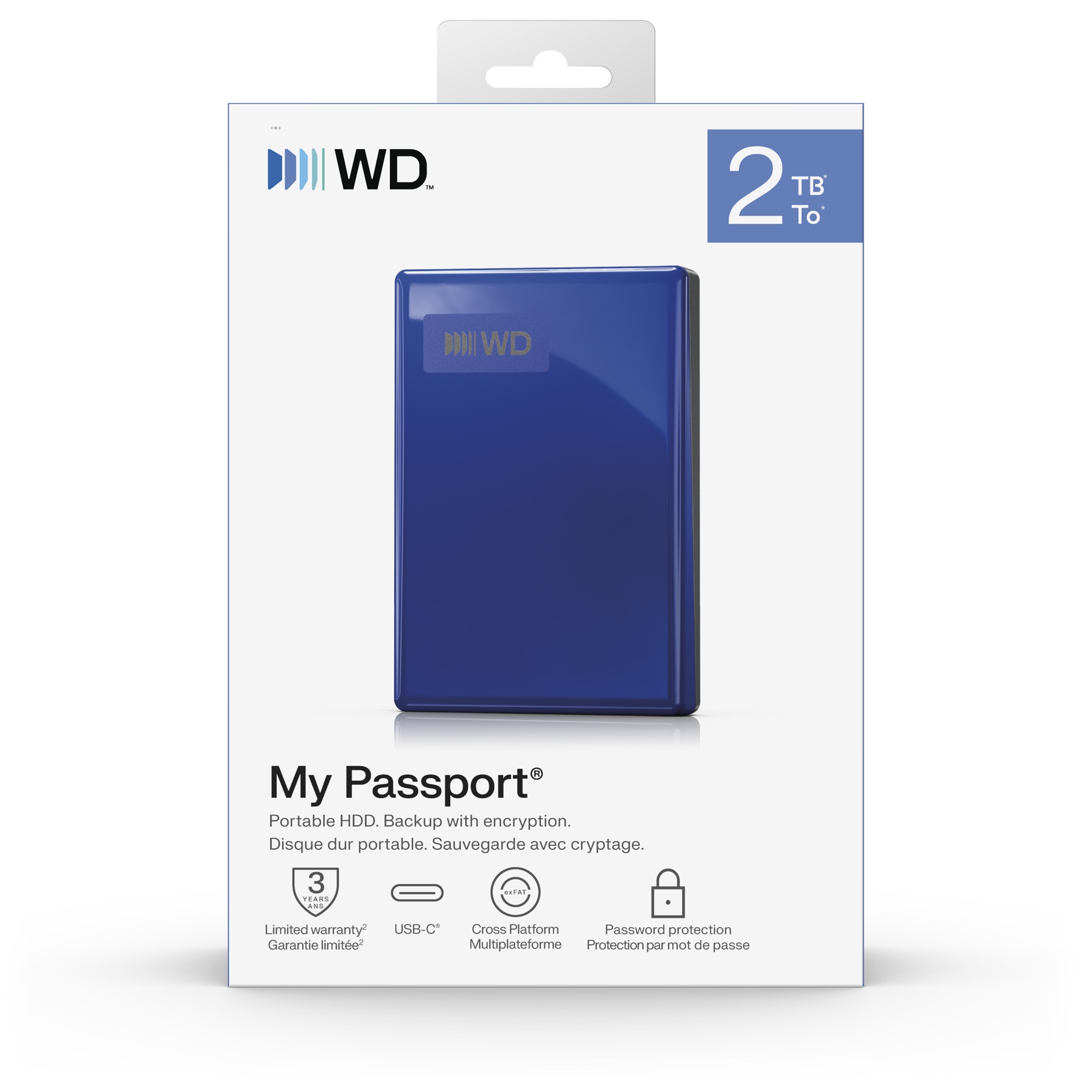 Ext. HDD WD My Passport USB-C 2TB, modrý 
