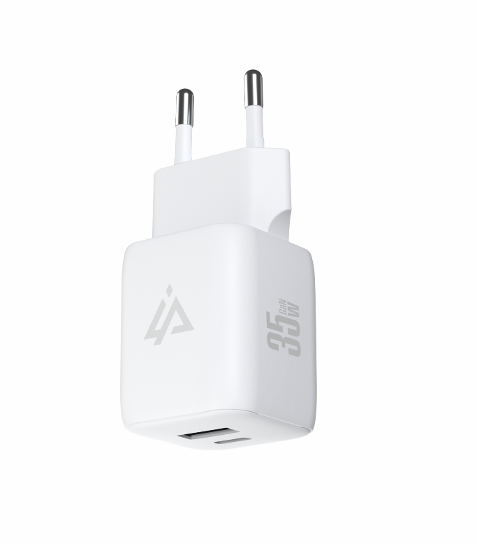 GaN SIEŤOVÁ NABÍJAČKA 35W (USB-C + USB-A) BIELA 