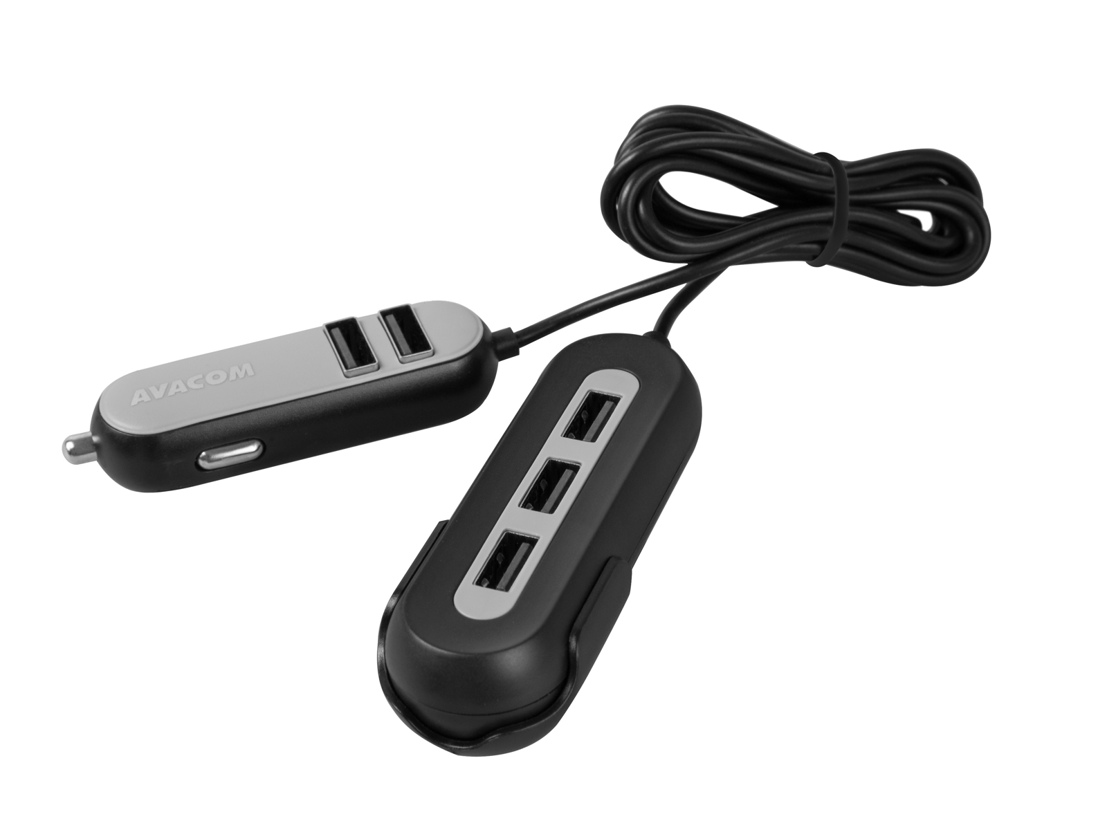 Nabíjačka do auta AVACOM CarHUB s výstupom 5x USB, čierna 