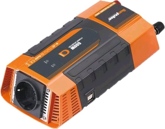 Měnič napětí Carspa PID600 12V/ 230V+2xUSB 600W, modifikovaná sinus, digitální display