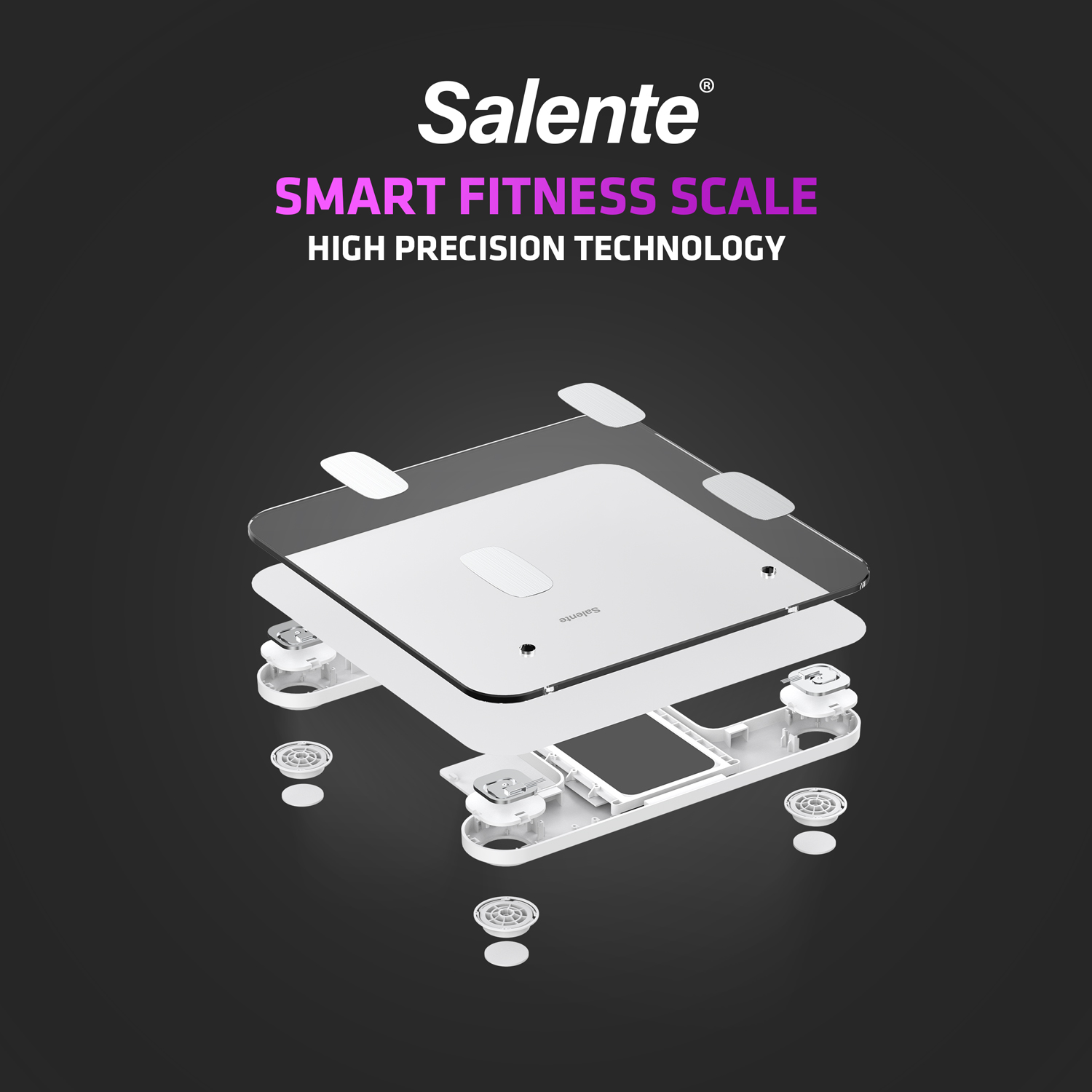 Salente MaxFit, múdra osobná diagnostická fitness váha, Bluetooth, biela 