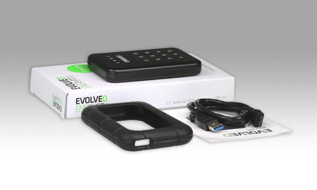 EVOLVEO 2.5&quot;&quot; Encrypt 1, externý rámček na HDD, USB 3.0 