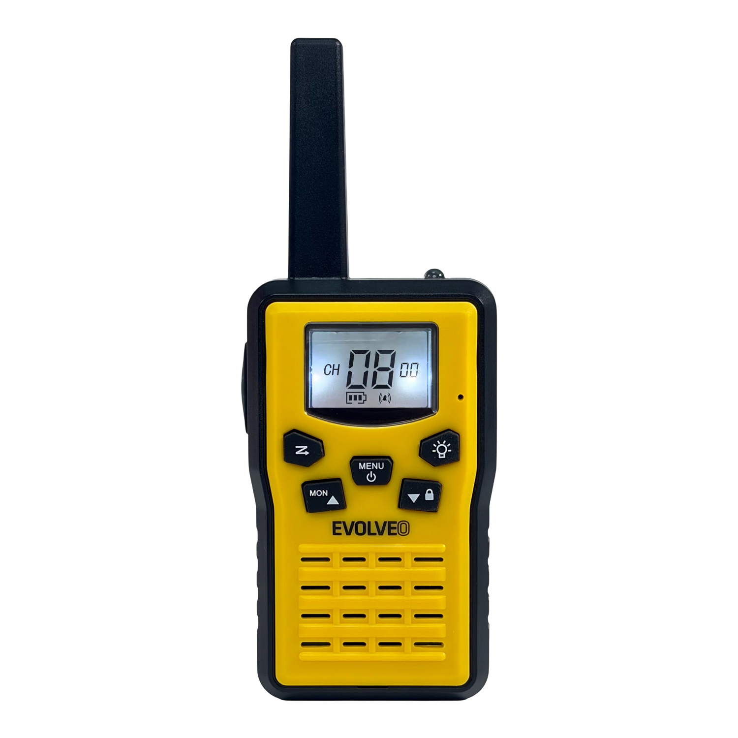 EVOLVEO FreeTalk 2W, PMR vysielačka s výkonom 0, 5 a 2W, žltočierna 