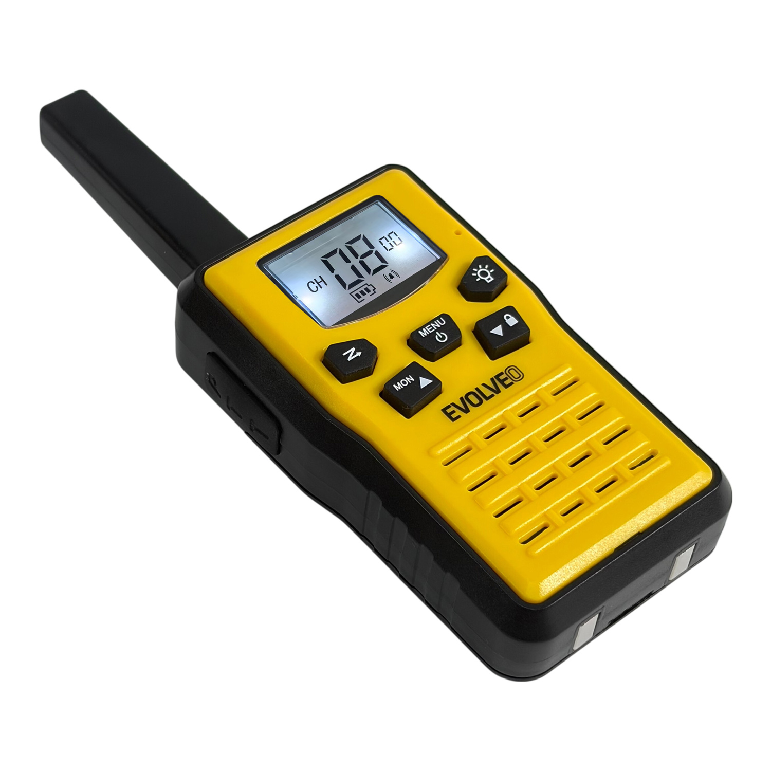 EVOLVEO FreeTalk 2W, PMR vysielačka s výkonom 0, 5 a 2W, žltočierna 