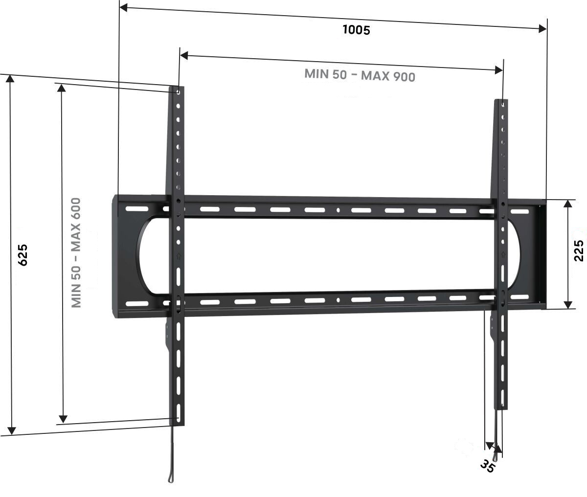 Vogel"s UP 9003, fixný držiak pre XXL TV 55-102", 120 kg, VESA 900x600 max 