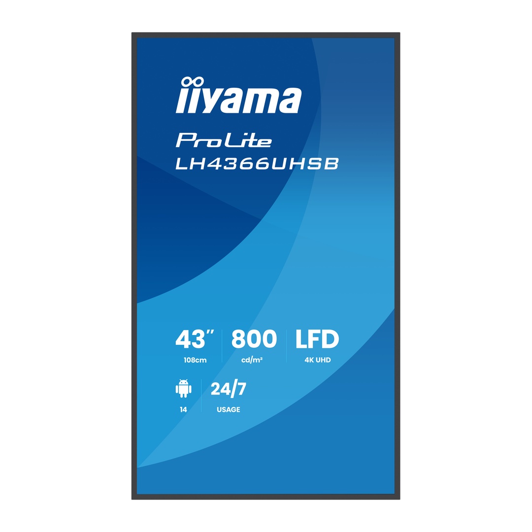 43" iiyama LH4366UHSB-B1AG: 4K UHD, VA, IPX5, DP-out 