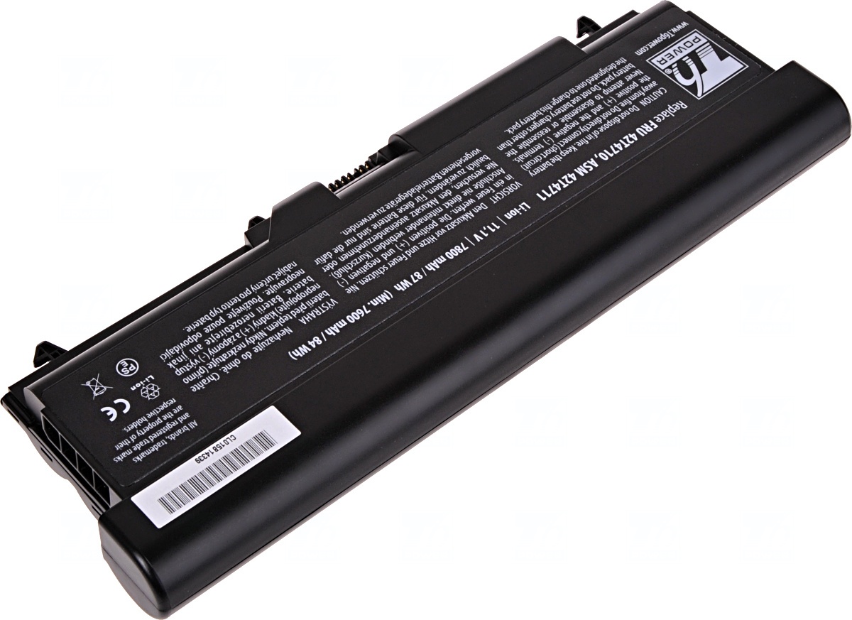 Batéria T6 Power pre Lenovo ThinkPad T410, T420, T510, T520, L410, L420, L510, 7800mAh, 87Wh, 9cell 
