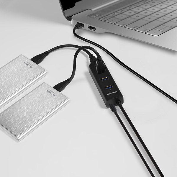 AXAGON HUE-S2BP, 4x USB 3.0 CHARGING hub, vr. AC adaptéra, kábel USB-A 1.2m 