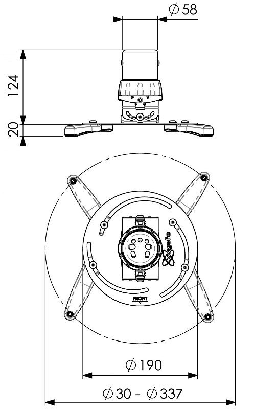Univerzálny držiak na projektor Vogel"s PPC 1500, do 15kg, strieborný 